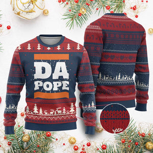 Funny Da Pope From America Chicago Knit Sweatshirt TS11 Burgundy Print Your Wear