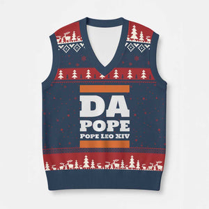 Funny Da Pope From America Chicago Pope Leo XIV V-Neck Knit Sweater Vest TS11 Navy Red Print Your Wear