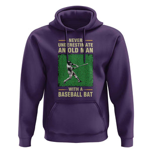 Funny Baseball Hoodie Never Underestimate An Old Man With A Baseball Bat TS11 Purple Print Your Wear