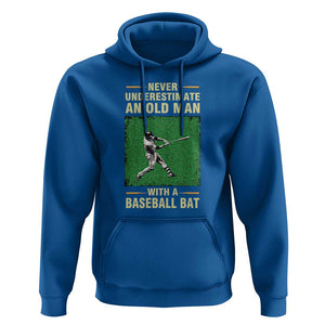Funny Baseball Hoodie Never Underestimate An Old Man With A Baseball Bat TS11 Royal Blue Print Your Wear