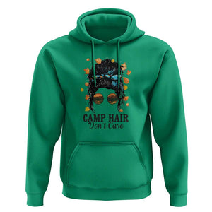 Funny Camping Lover Hoodie Camp Hair Don't Care Messy Bun Camper TS11 Irish Green Print Your Wear
