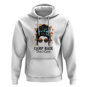 Funny Camping Lover Hoodie Camp Hair Don't Care Messy Bun Camper TS11 White Print Your Wear