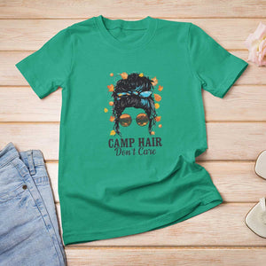 Funny Camping Lover T Shirt For Women Camp Hair Don't Care Messy Bun Camper TS11 Irish Green Print Your Wear