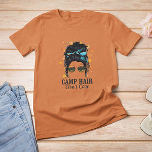 Funny Camping Lover T Shirt For Women Camp Hair Don't Care Messy Bun Camper TS11 Orange Print Your Wear