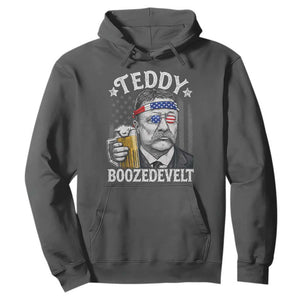 Teddy Boozedevelt Theodore Roosevelt 4th of July Hoodie Funny Beer Drinking Vintage American Flag