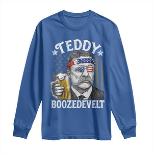Teddy Boozedevelt Theodore Roosevelt 4th of July Long Sleeve Shirt Funny Beer Drinking Vintage American Flag