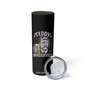 Teddy Boozedevelt Theodore Roosevelt 4th of July Skinny Tumbler Funny Beer Drinking Vintage American Flag