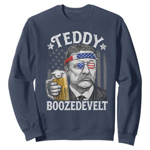 Teddy Boozedevelt Theodore Roosevelt 4th of July Sweatshirt Funny Beer Drinking Vintage American Flag