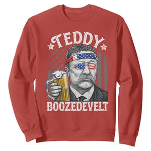 Teddy Boozedevelt Theodore Roosevelt 4th of July Sweatshirt Funny Beer Drinking Vintage American Flag