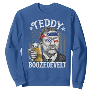 Teddy Boozedevelt Theodore Roosevelt 4th of July Sweatshirt Funny Beer Drinking Vintage American Flag