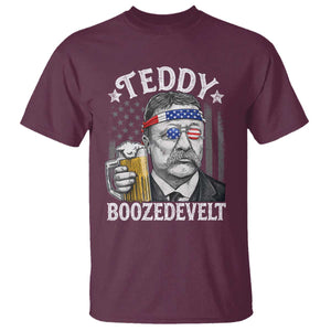 Teddy Boozedevelt Theodore Roosevelt 4th of July T Shirt Funny Beer Drinking Vintage American Flag