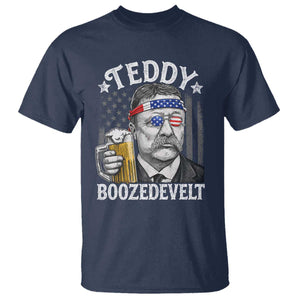 Teddy Boozedevelt Theodore Roosevelt 4th of July T Shirt Funny Beer Drinking Vintage American Flag