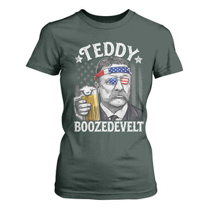 Teddy Boozedevelt Theodore Roosevelt 4th of July T Shirt For Women Funny Beer Drinking Vintage American Flag