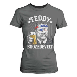 Teddy Boozedevelt Theodore Roosevelt 4th of July T Shirt For Women Funny Beer Drinking Vintage American Flag