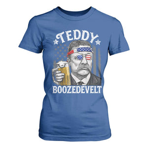 Teddy Boozedevelt Theodore Roosevelt 4th of July T Shirt For Women Funny Beer Drinking Vintage American Flag