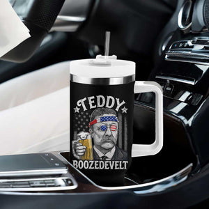 Teddy Boozedevelt Theodore Roosevelt 4th of July Tumbler With Handle Funny Beer Drinking Vintage American Flag