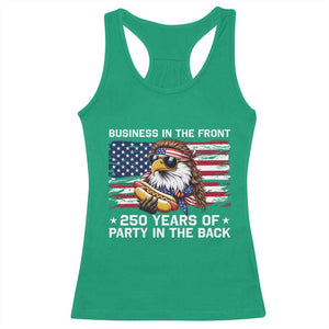 Business In The Front Party In The Back 250th Anniversary USA Racerback Tank Top Patriotic Eagle Mullet