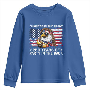 Business In The Front Party In The Back 250th Anniversary USA Youth Sweatshirt Patriotic Eagle Mullet