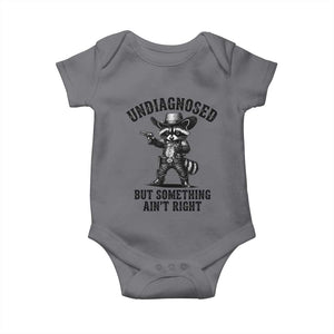 Undiagnosed But Something Ain't Right Baby Onesie Funny Raccoon Cowboy