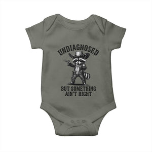Undiagnosed But Something Ain't Right Baby Onesie Funny Raccoon Cowboy