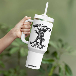 Undiagnosed But Something Ain't Right Tumbler With Handle Funny Raccoon Cowboy