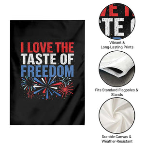 I Love The Taste Of Freedom Funny 4th of July Couple Matching Garden Flag US Fireworks
