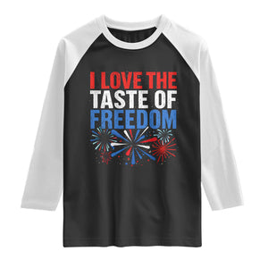 I Love The Taste Of Freedom Funny 4th of July Couple Matching Raglan Shirt US Fireworks
