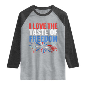 I Love The Taste Of Freedom Funny 4th of July Couple Matching Raglan Shirt US Fireworks