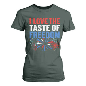 I Love The Taste Of Freedom Funny 4th of July Couple Matching T Shirt For Women US Fireworks