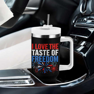 I Love The Taste Of Freedom Funny 4th of July Couple Matching Tumbler With Handle US Fireworks
