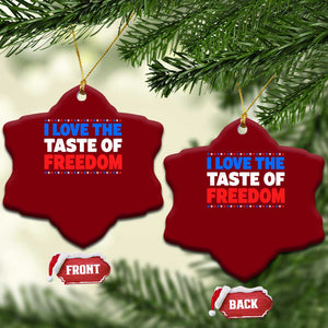 I Love The Taste Of Freedom Funny 4th of July Couple Matching Ceramic Ornament