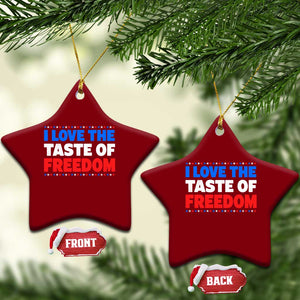 I Love The Taste Of Freedom Funny 4th of July Couple Matching Ceramic Ornament