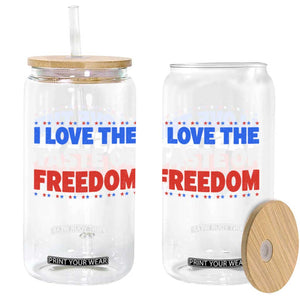 I Love The Taste Of Freedom Funny 4th of July Couple Matching Glass Can