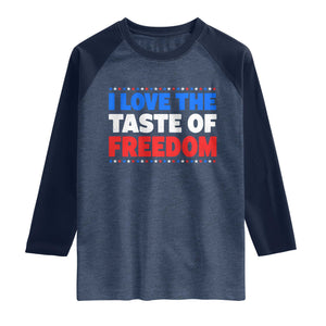 I Love The Taste Of Freedom Funny 4th of July Couple Matching Raglan Shirt