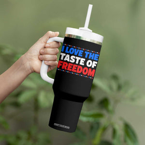 I Love The Taste Of Freedom Funny 4th of July Couple Matching Tumbler With Handle