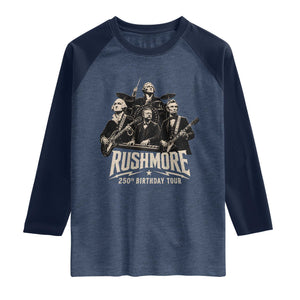 Rushmore 250th Birthday Tour Raglan Shirt Funny Presidents Rockstar Music