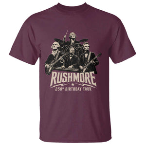 Rushmore 250th Birthday Tour T Shirt Funny Presidents Rockstar Music
