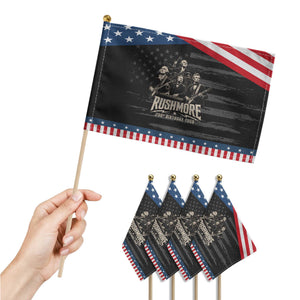 Rushmore 250th Birthday Tour Patriotic Handheld Flag Funny Presidents Rockstar Music