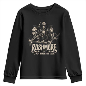 Rushmore 250th Birthday Tour Youth Sweatshirt Funny Presidents Rockstar Music