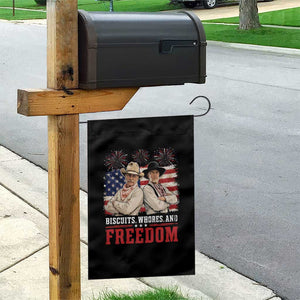 Biscuits Whores And Freedom Funny Western Cowboy 4th of July Garden Flag