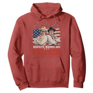 Biscuits Whores And Freedom Funny Western Cowboy 4th of July Hoodie