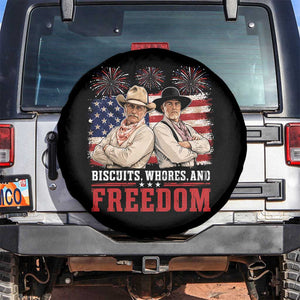 Biscuits Whores And Freedom Funny Western Cowboy 4th of July Spare Tire Cover