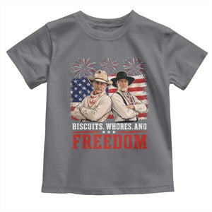 Biscuits Whores And Freedom Funny Western Cowboy 4th of July Toddler T Shirt