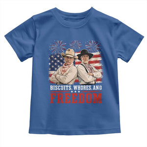 Biscuits Whores And Freedom Funny Western Cowboy 4th of July Toddler T Shirt