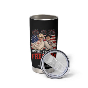 Biscuits Whores And Freedom Funny Western Cowboy 4th of July Tumbler Cup