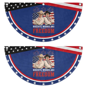 Biscuits Whores And Freedom Funny Western Cowboy 4th of July Patriotic Fan Flag