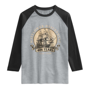 Mayflower Descendant Raglan Shirt 406 Years Pilgrim Fathers Thanksgiving History