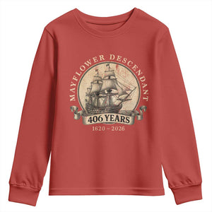 Mayflower Descendant Youth Sweatshirt 406 Years Pilgrim Fathers Thanksgiving History