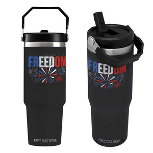 Freedom Funny 4th of July Couple Matching Flip Straw Tumbler US Fireworks