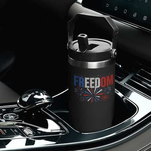 Freedom Funny 4th of July Couple Matching Flip Straw Tumbler US Fireworks